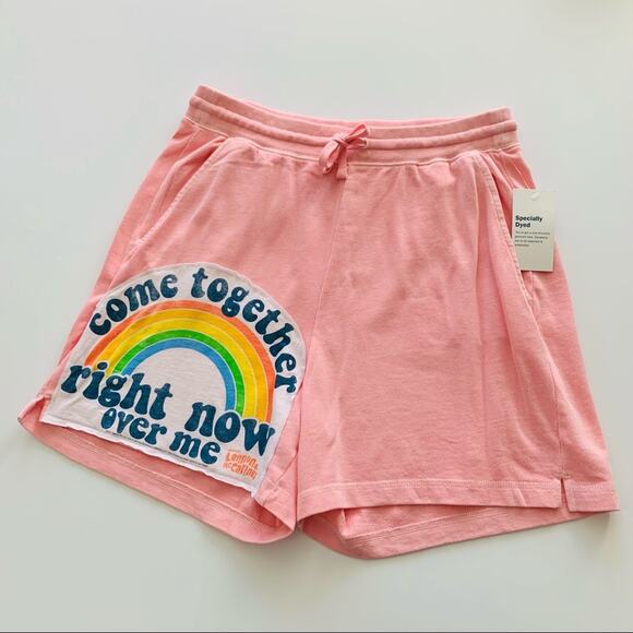 Via Penny Lane Reworked Apparel | The Beatles Come Together Graphic Pink Shorts - Picture 10 of 10